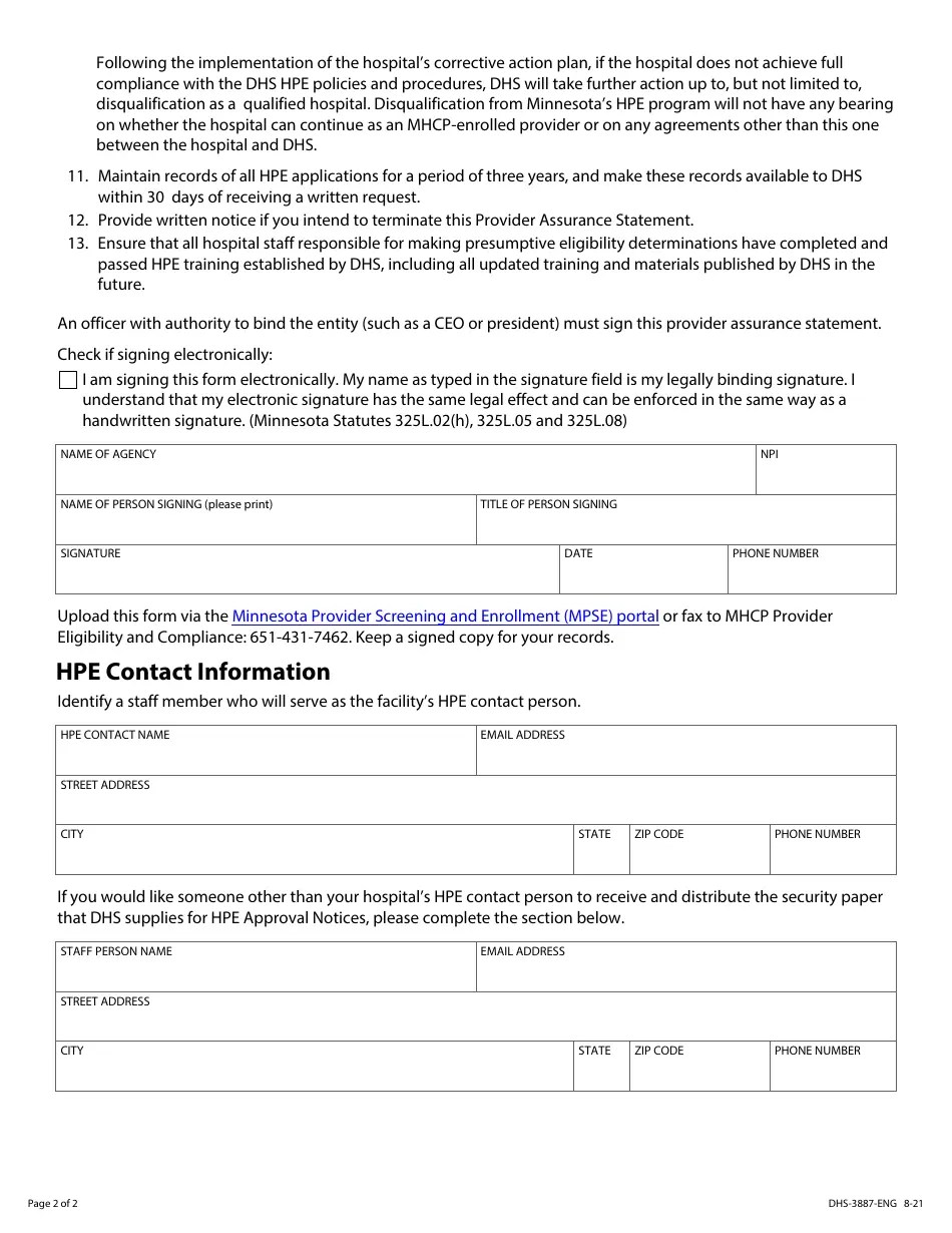 Form DHS3887ENG Download Fillable PDF or Fill Online Hospital