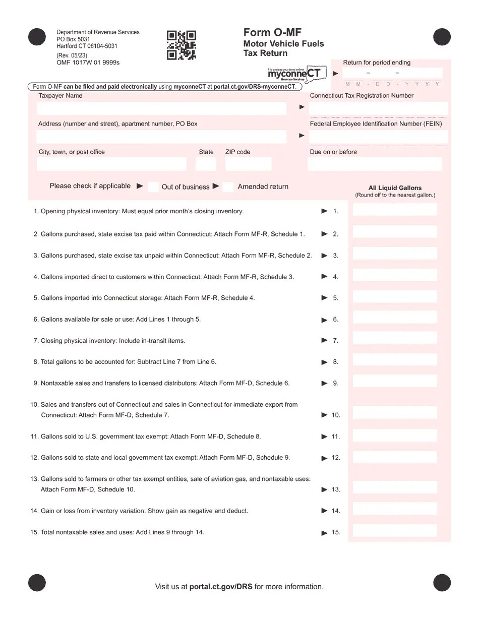 Form OMF Download Printable PDF or Fill Online Motor Vehicle Fuels Tax