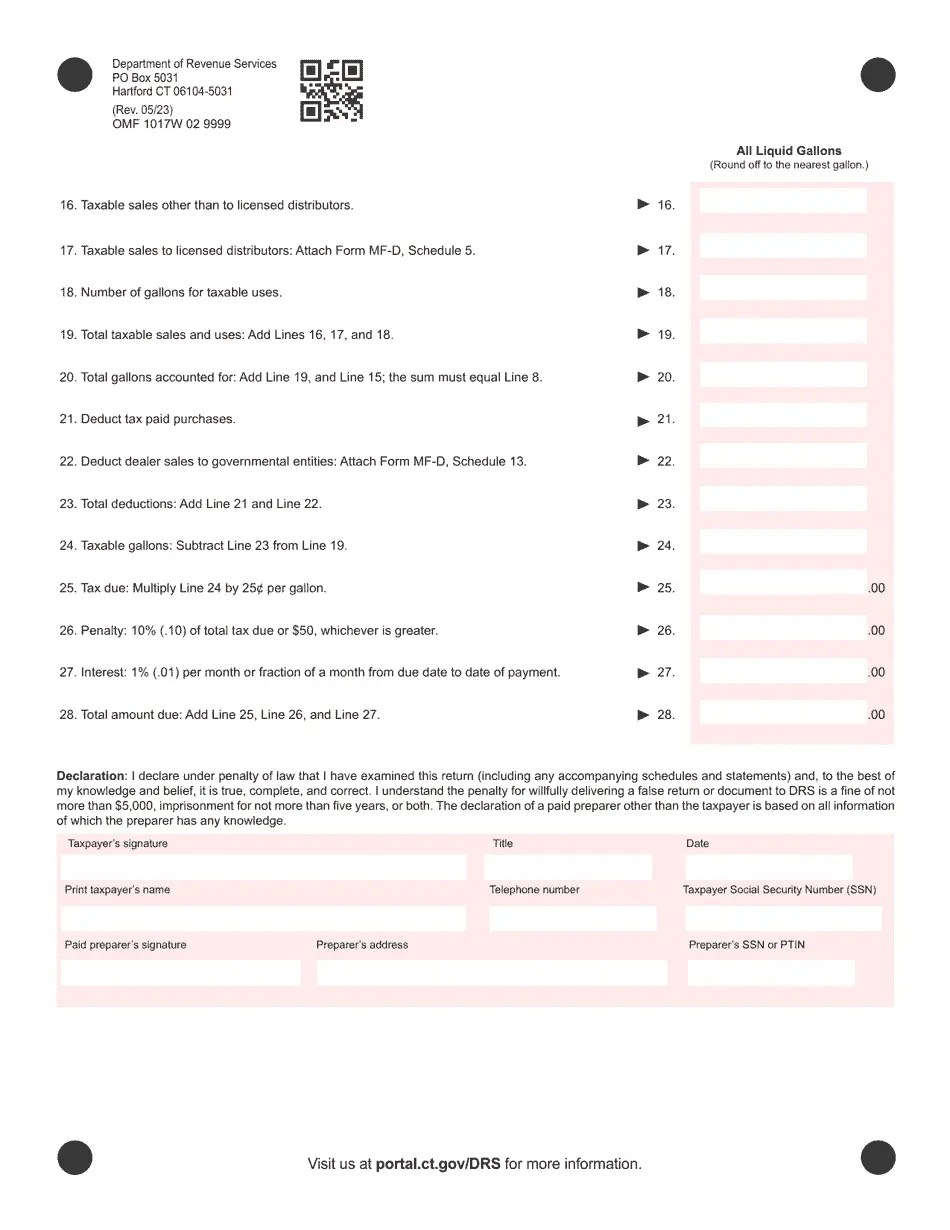 Form OMF Download Printable PDF or Fill Online Motor Vehicle Fuels Tax