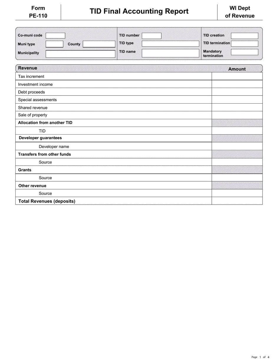 Form PE110 Fill Out, Sign Online and Download Printable PDF