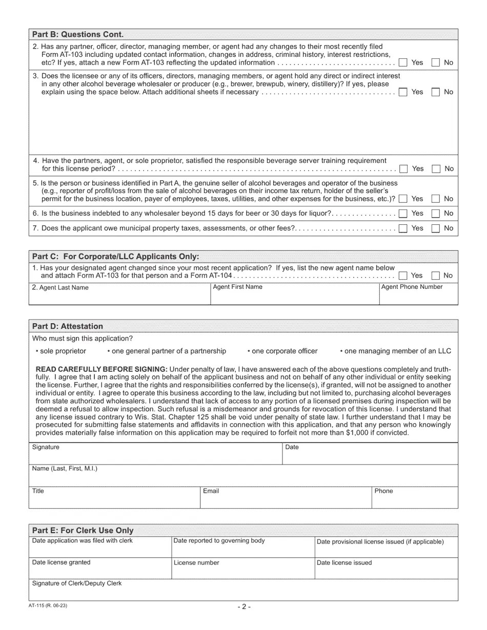 Form AT115 Download Fillable PDF or Fill Online Renewal Alcohol