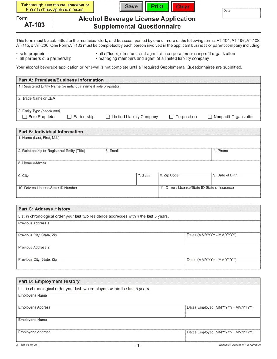 Form AT103 Download Fillable PDF or Fill Online Alcohol Beverage