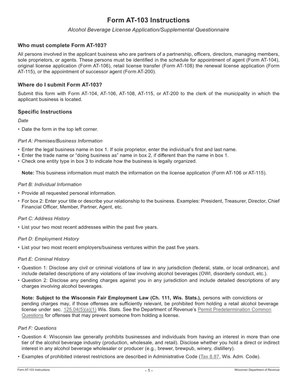 Form AT103 Download Fillable PDF or Fill Online Alcohol Beverage
