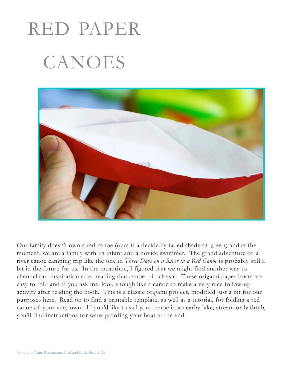Red Paper Canoe Template Anne Riechmann Download Printable PDF Templateroller