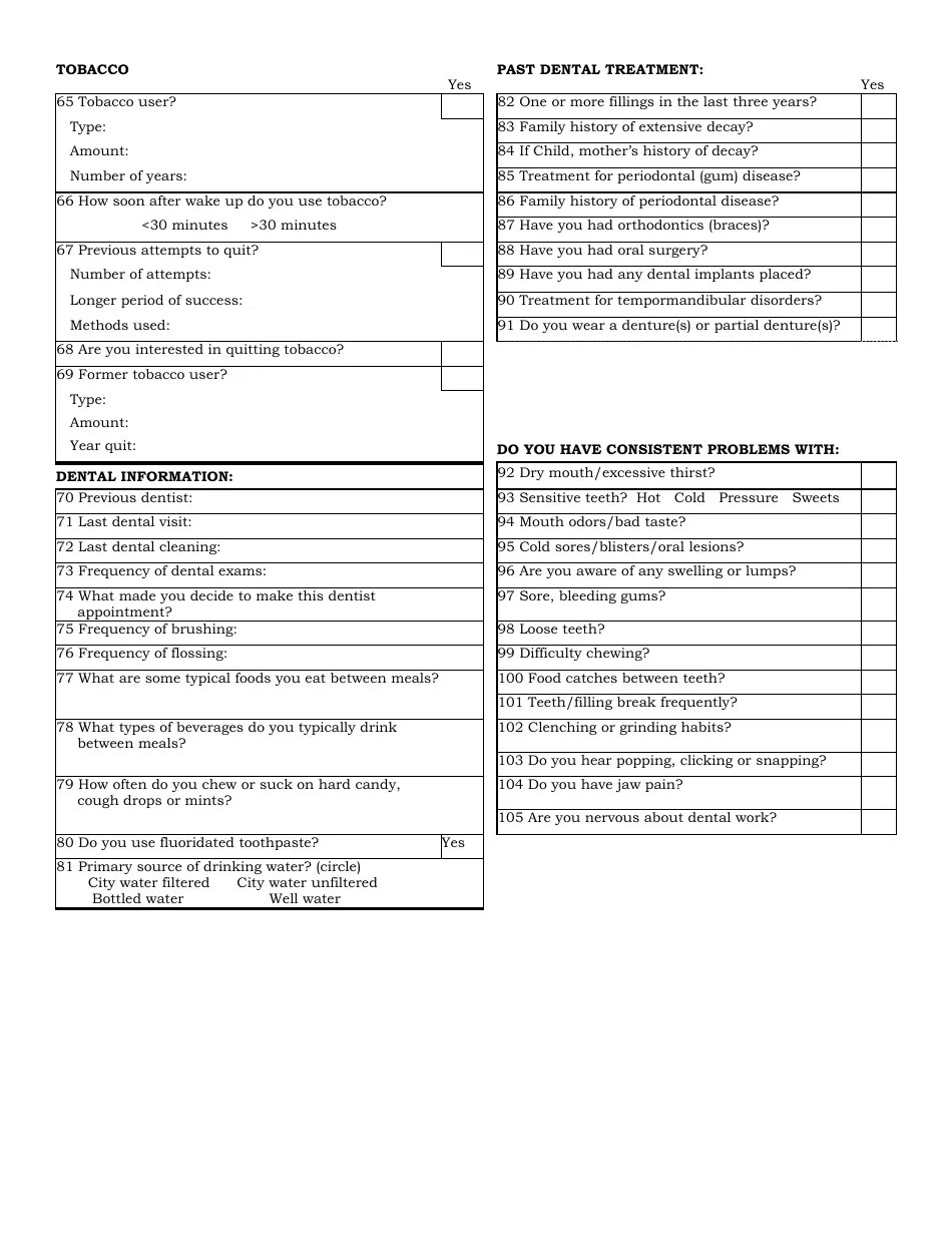 Medical Dental History Form Fill Out, Sign Online and Download PDF