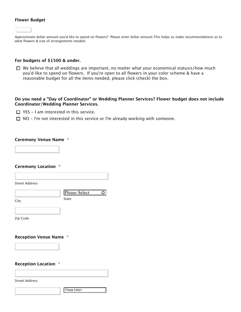 Wedding Flower Estimate Ninfa's Flowers Download Fillable PDF Templateroller