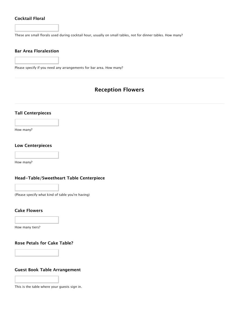 Wedding Flower Estimate Ninfa's Flowers Download Fillable PDF Templateroller