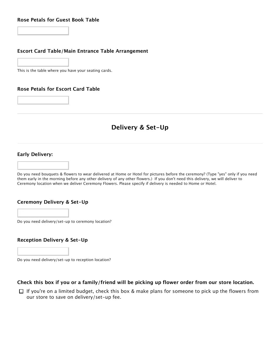 Wedding Flower Estimate Ninfa's Flowers Download Fillable PDF Templateroller