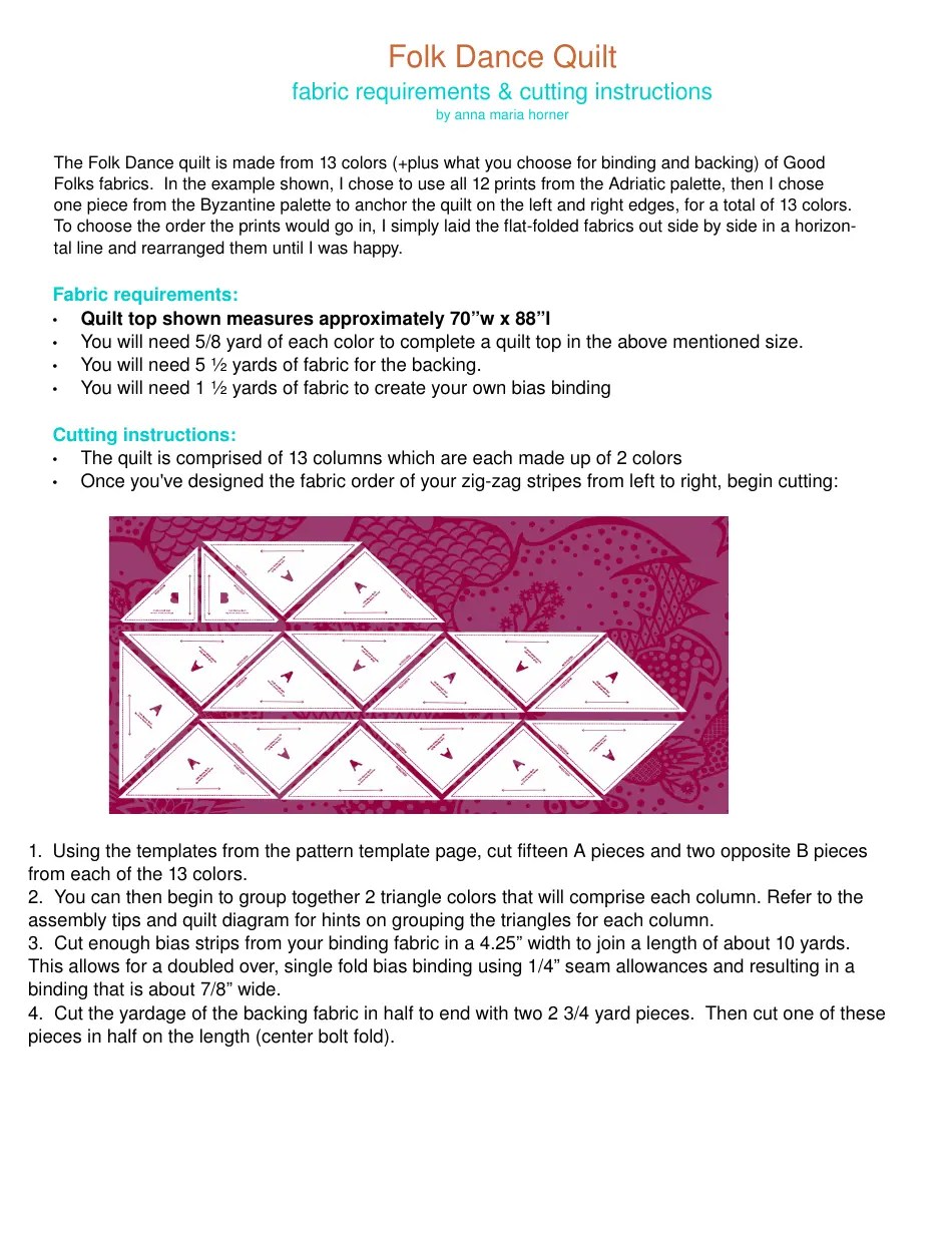 Folk Dance Quilt Pattern Templates Download Printable PDF Templateroller