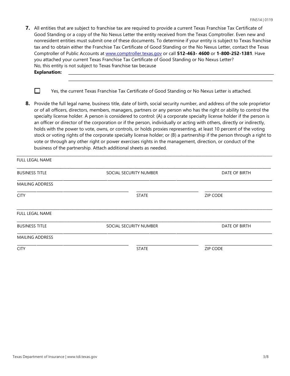 Form FIN514 Download Fillable PDF or Fill Online Application for a