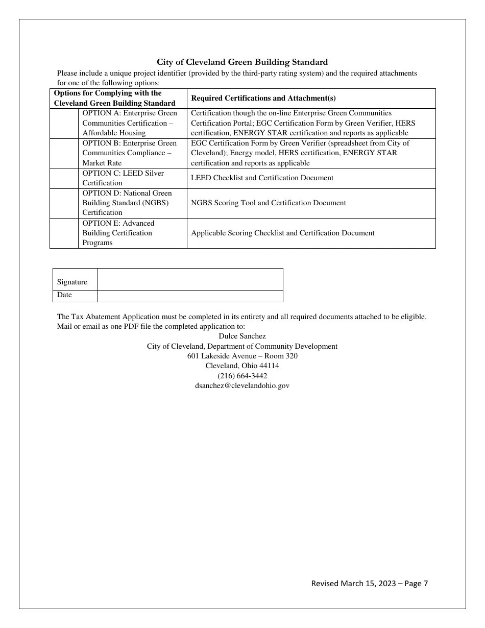 City of Cleveland, Ohio Residential Tax Abatement Single and Two Family