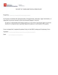 Tennessee Receipt of Complaint Resolution Policy - Fill Out, Sign