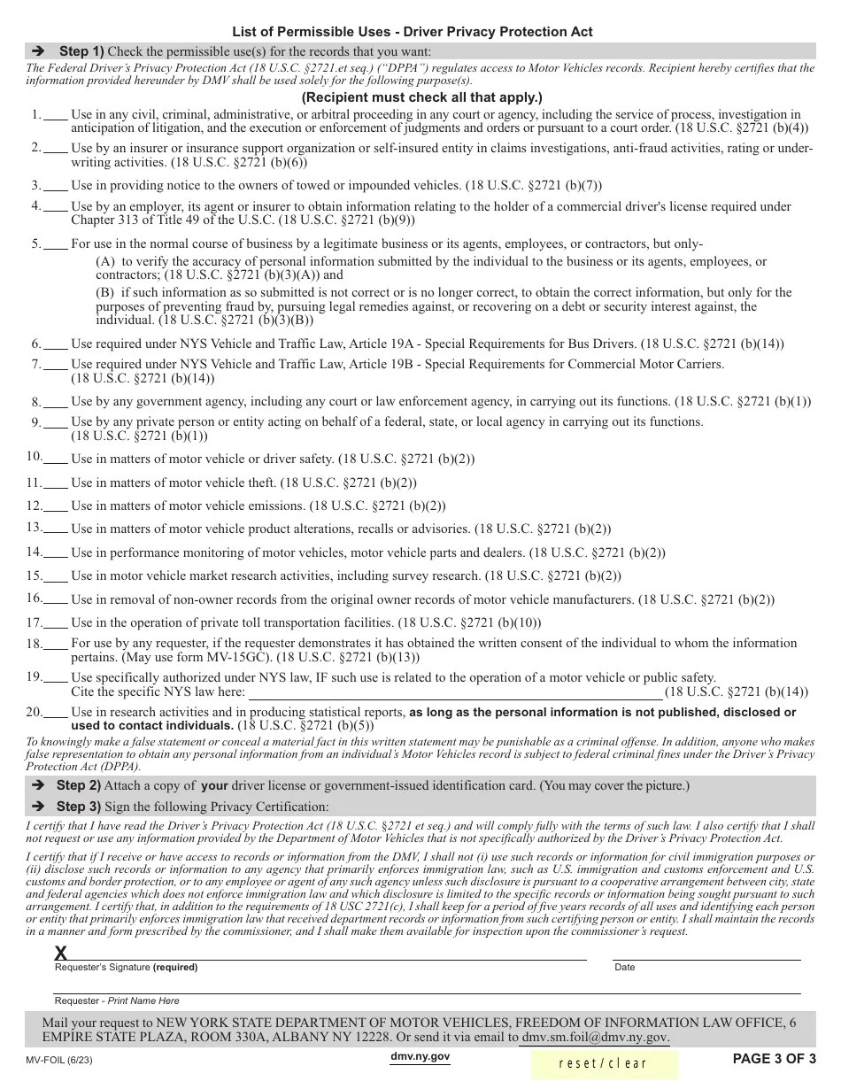 Form MVFOIL Download Fillable PDF or Fill Online Freedom of