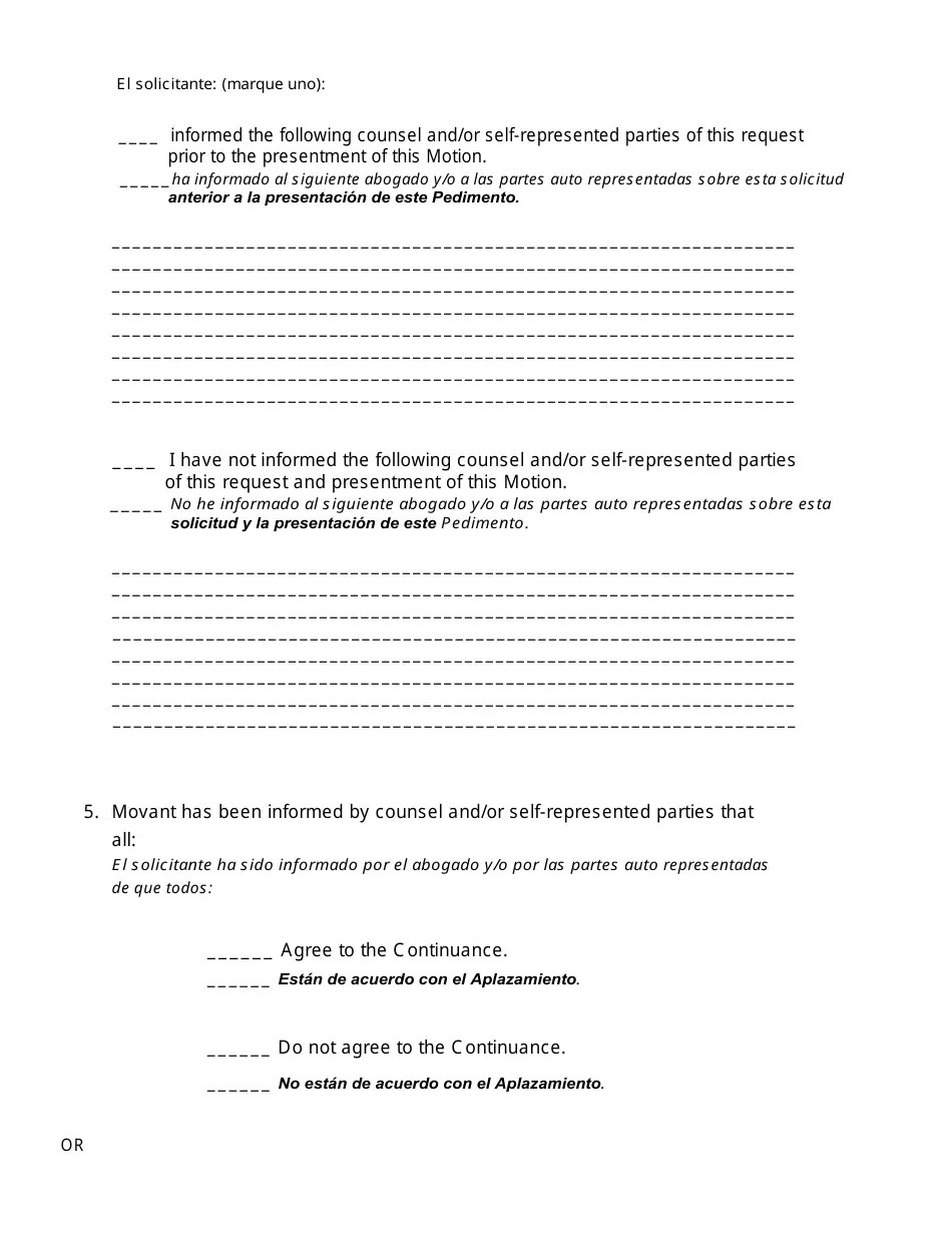 Luzerne County, Pennsylvania Motion and Order for Continuance Civil