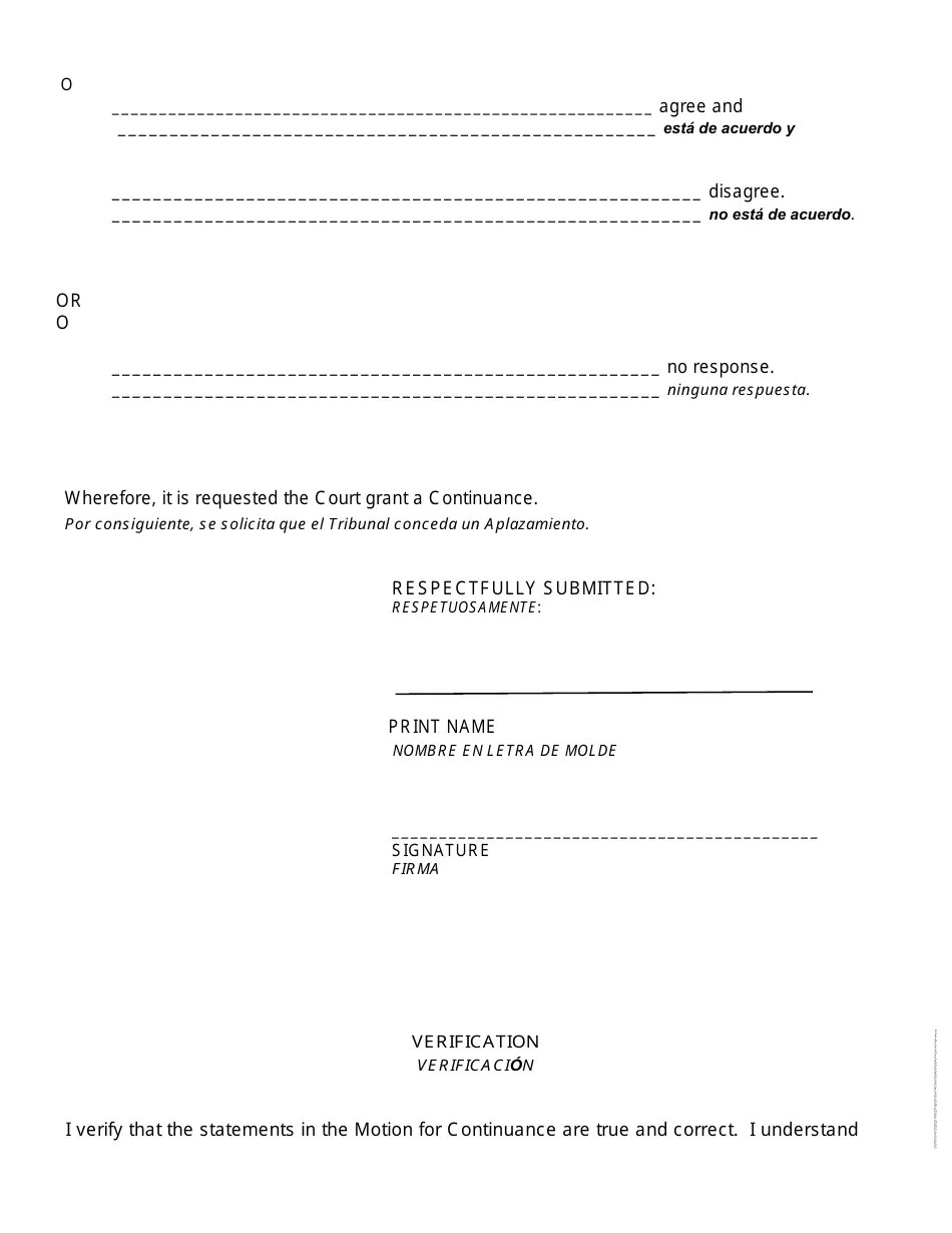 Luzerne County, Pennsylvania Motion and Order for Continuance Civil