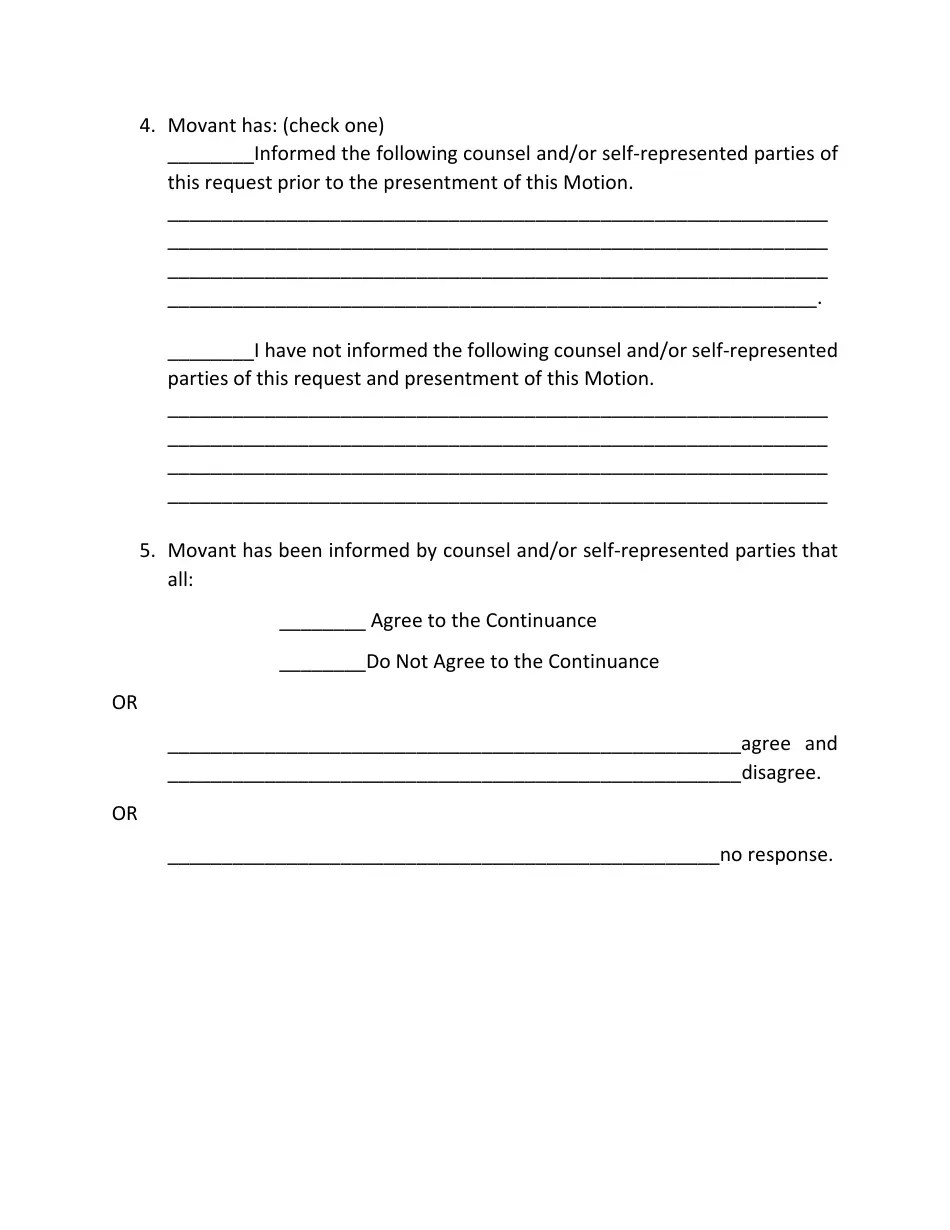 Luzerne County, Pennsylvania Motion and Order for Continuance Civil