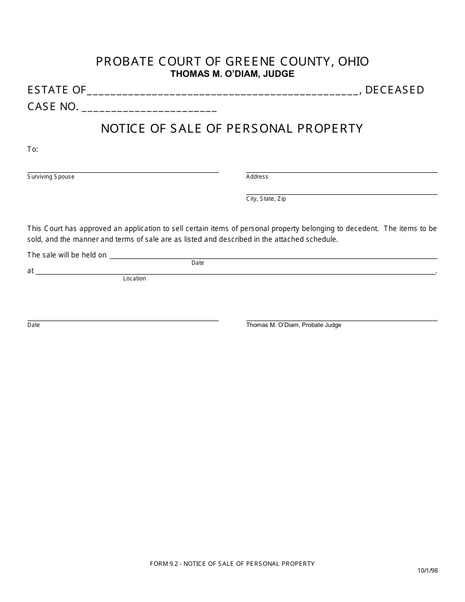 Form 9.2 Fill Out, Sign Online and Download Fillable PDF, Greene