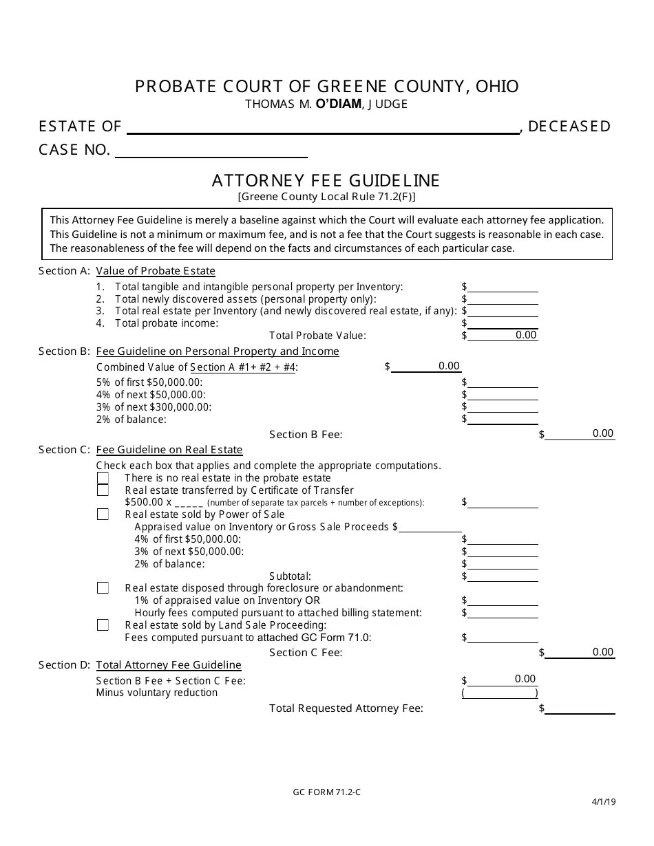 GC Form 71.2C Fill Out, Sign Online and Download Fillable PDF, Greene County, Ohio