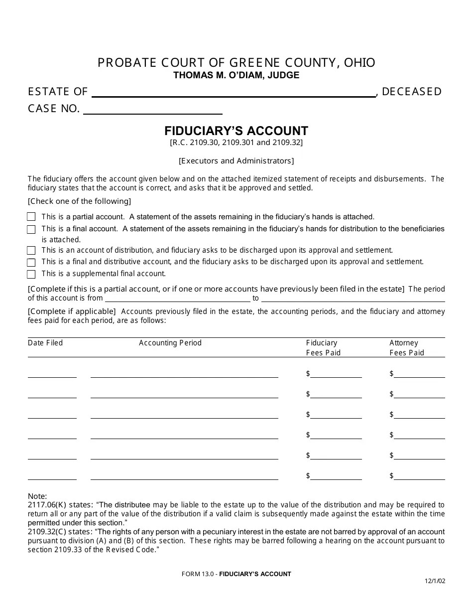 Form 13.0 Fill Out, Sign Online and Download Fillable PDF, Greene