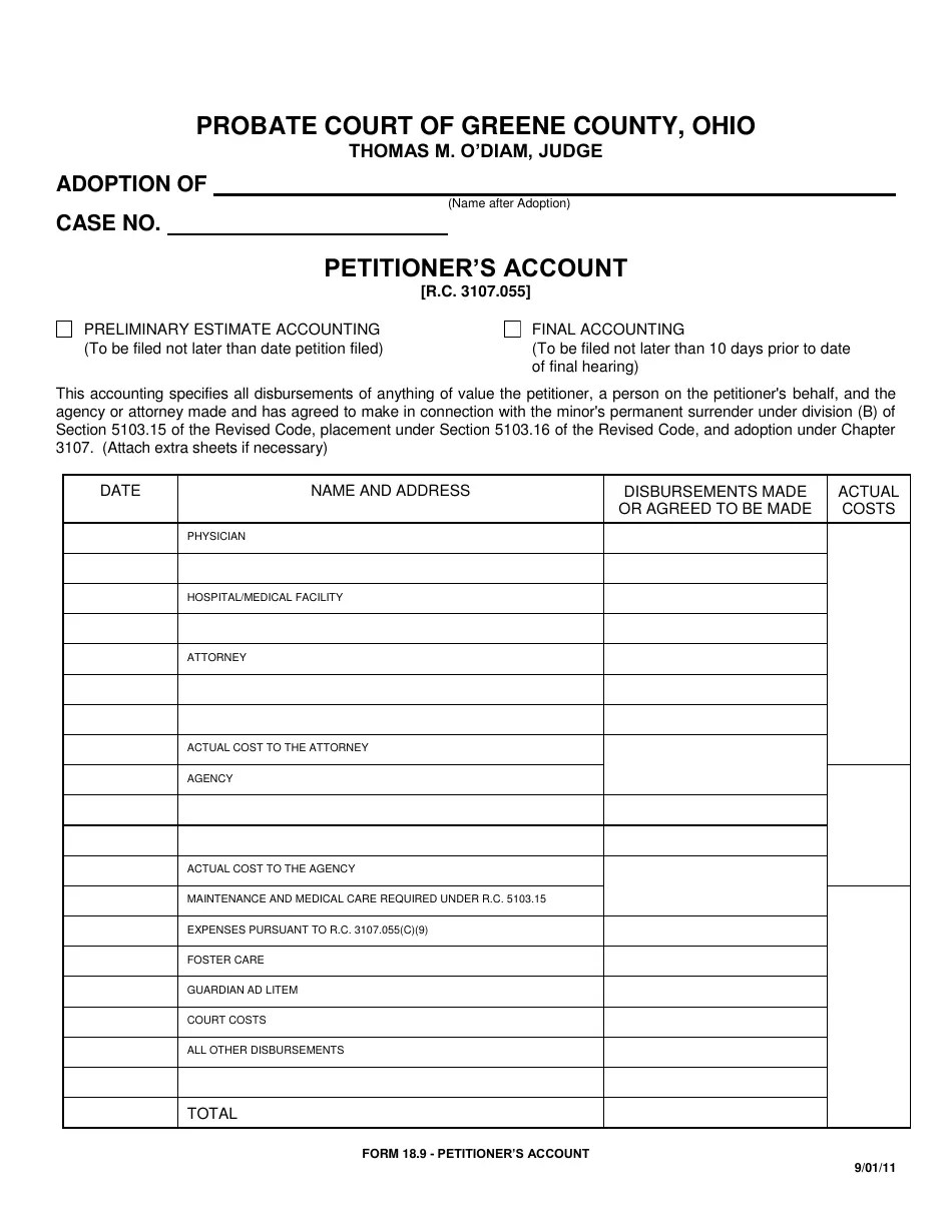 Form 18.9 Fill Out, Sign Online and Download Fillable PDF, Greene