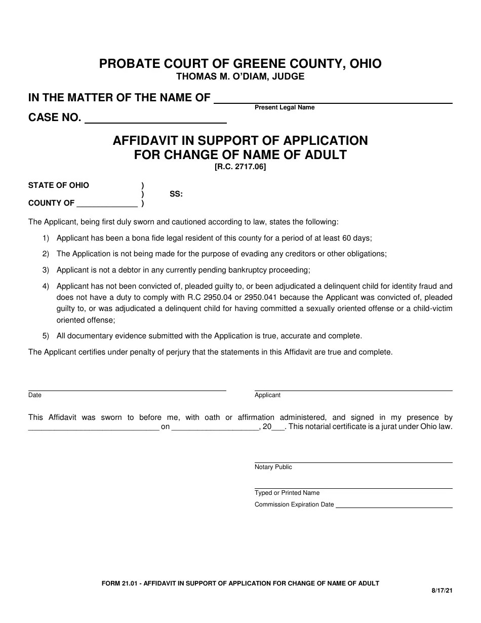 Form 21.01 Fill Out, Sign Online and Download Fillable PDF, Greene