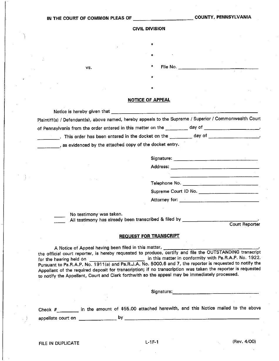 Form L1F1 Fill Out, Sign Online and Download Printable PDF, Luzerne