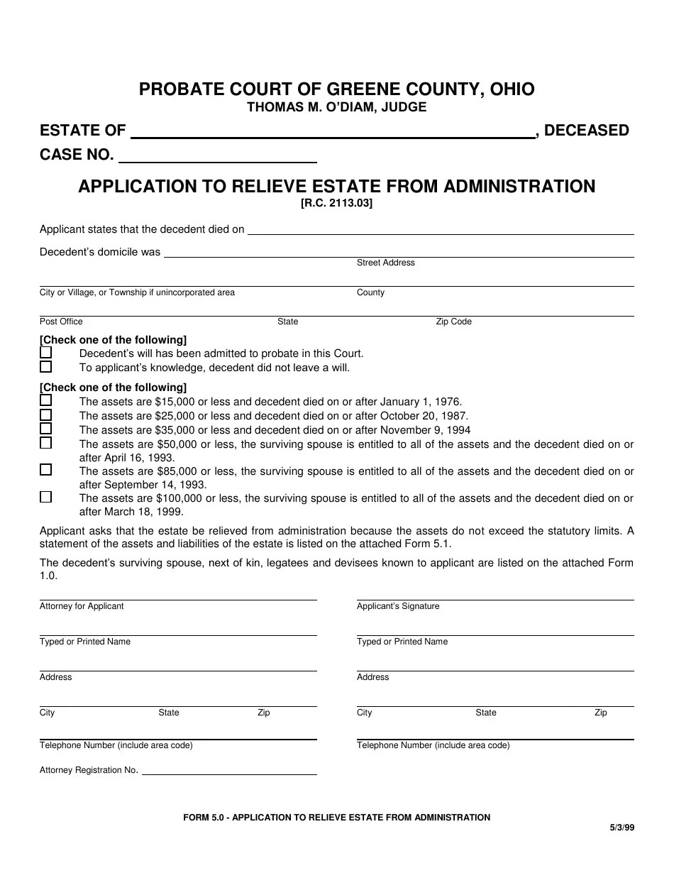 Form 5.0 Fill Out, Sign Online and Download Fillable PDF, Greene
