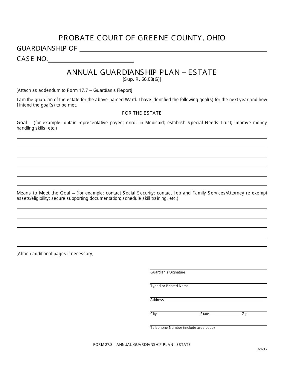 Form 27.8 Fill Out, Sign Online and Download Fillable PDF, Greene