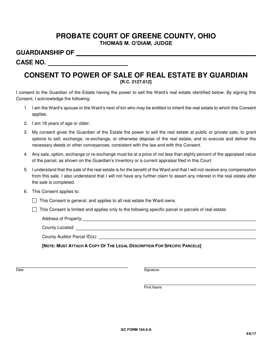 GC Form 104.5A Fill Out, Sign Online and Download Fillable PDF