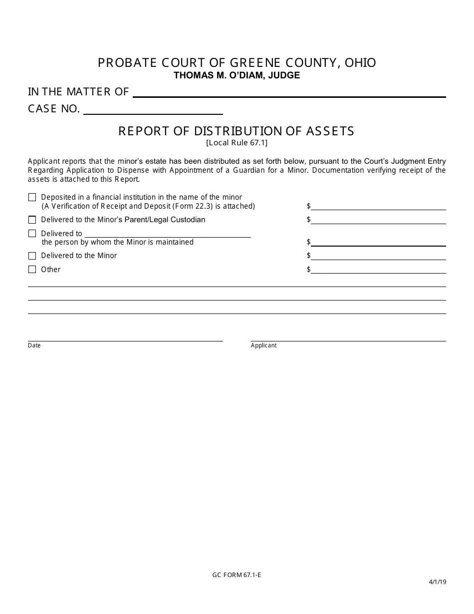 GC Form 67.1E Fill Out, Sign Online and Download Fillable PDF, Greene County, Ohio