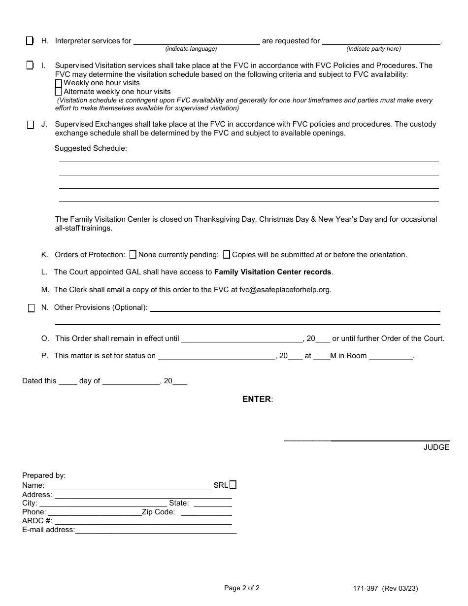 Form 171397 Download Fillable PDF or Fill Online Supervised Visitation