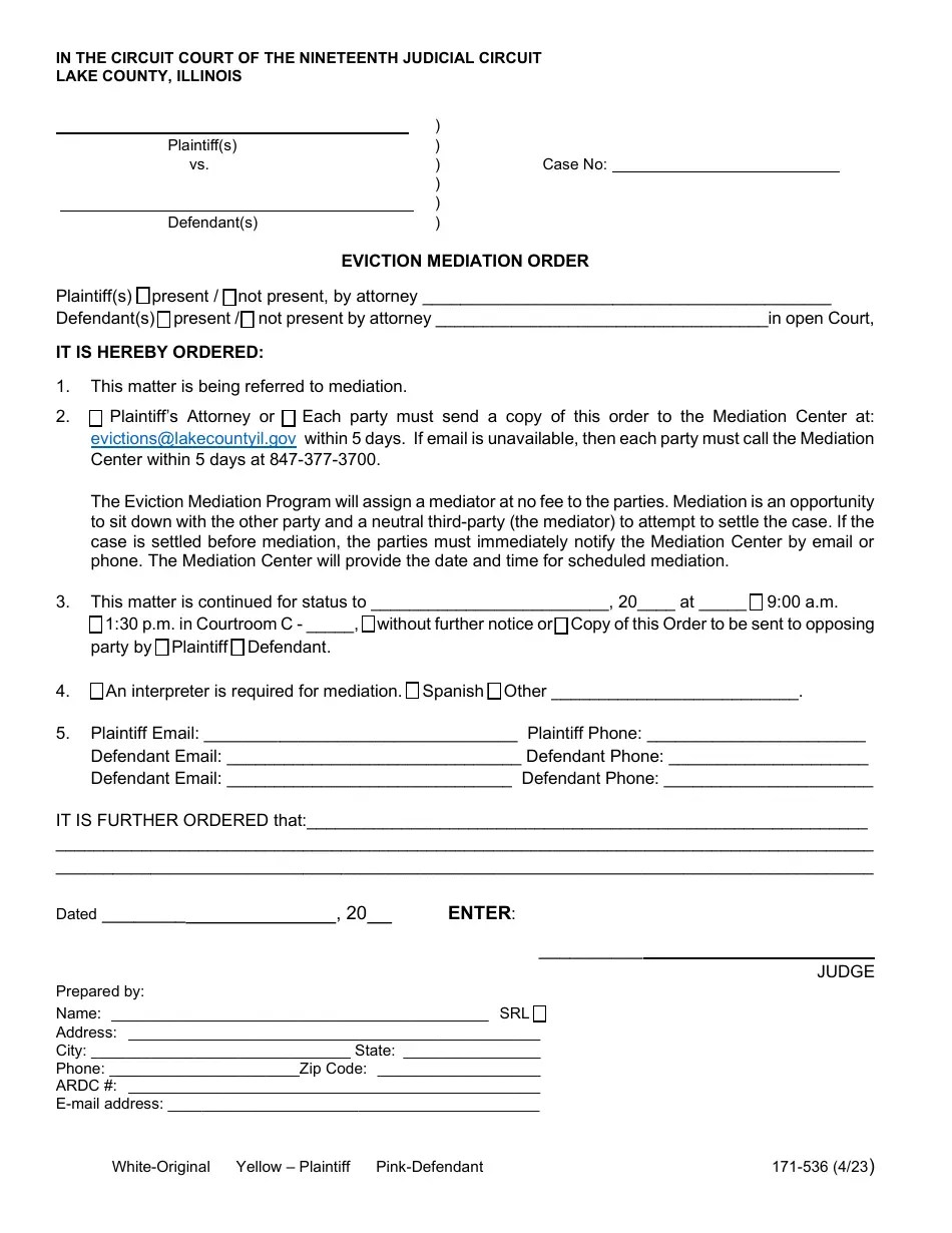 Form 171536 Fill Out, Sign Online and Download Fillable PDF, Lake