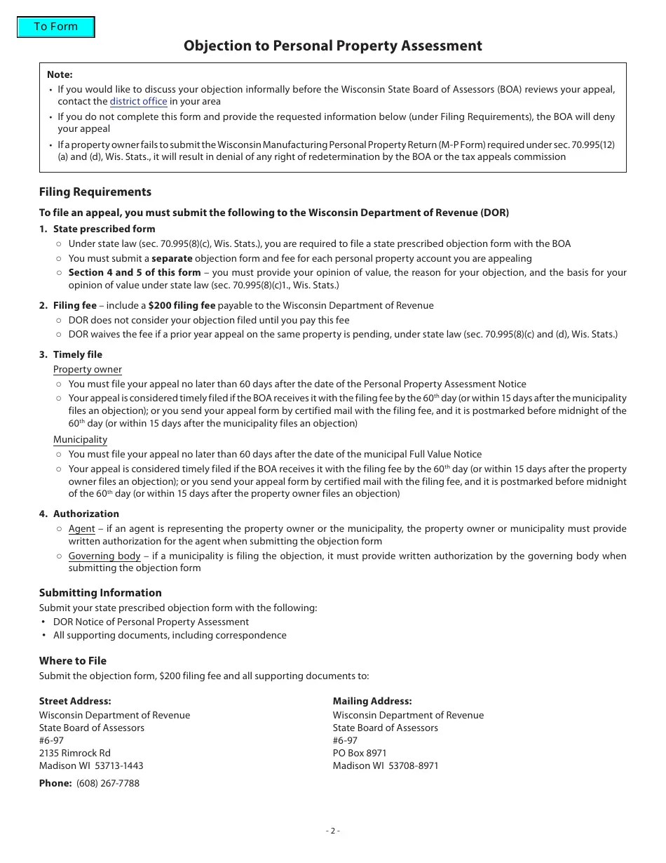 Form PA131 Download Fillable PDF or Fill Online Objection to
