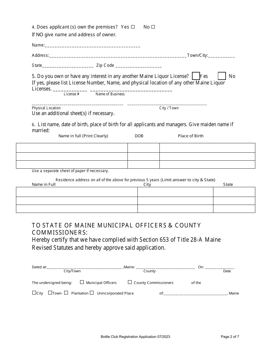 Maine Bottle Club Registration Application Fill Out, Sign Online and