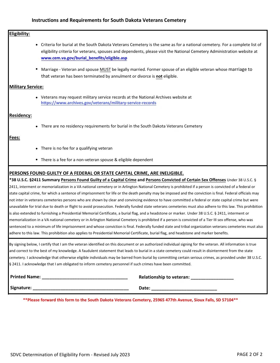 South Dakota Determination of Eligibility Form Fill Out, Sign Online