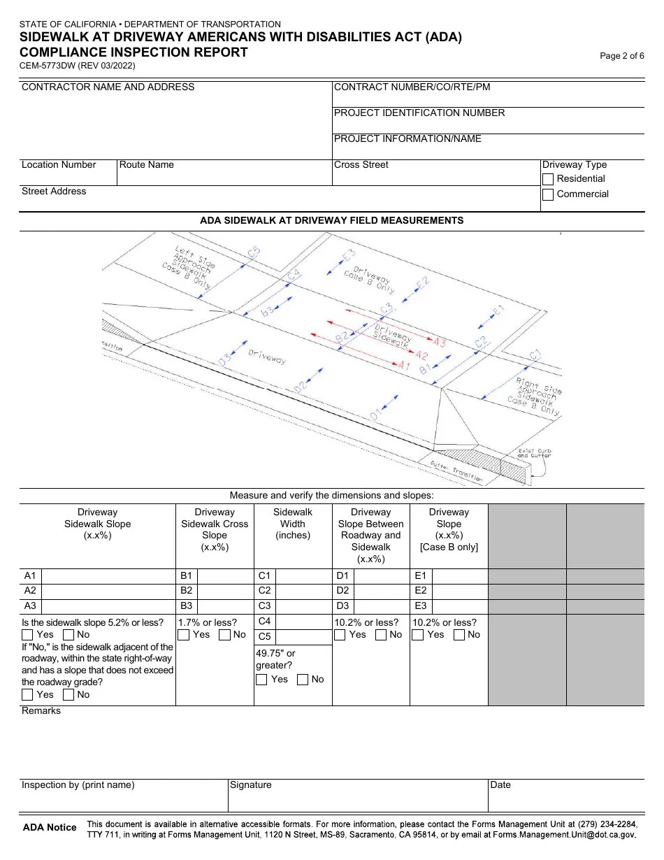 Form CEM5773DW Download Fillable PDF or Fill Online Sidewalk at