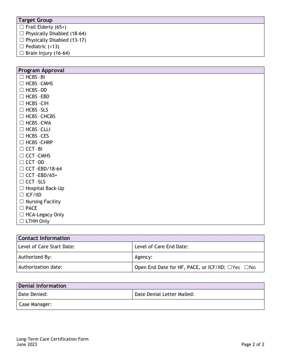 Colorado LongTerm Care Certification Form Fill Out, Sign Online and