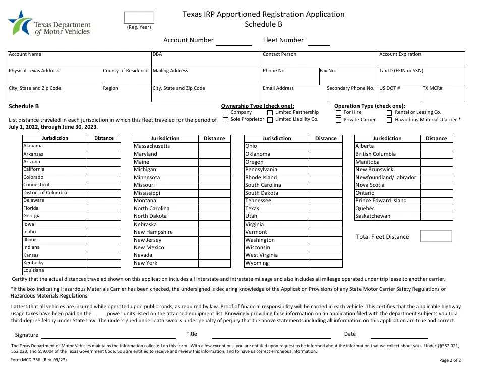 Form MCD356 Schedule A, B Download Fillable PDF or Fill Online Texas