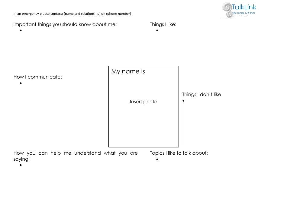 Communication Passport Template Download Printable PDF | Templateroller