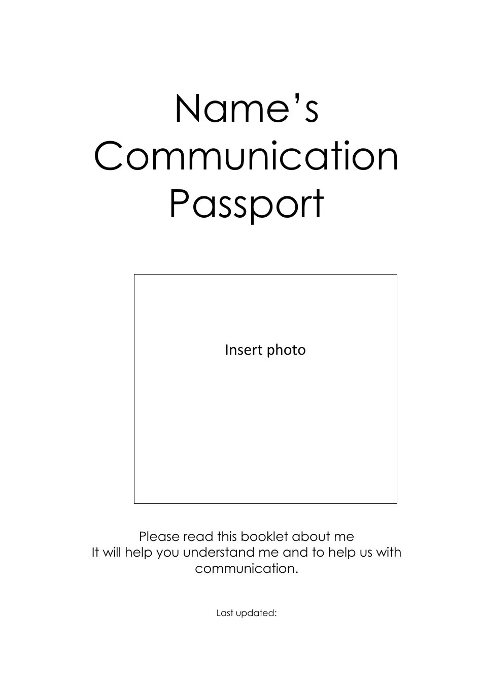 Communication Passport Template Download Printable PDF | Templateroller