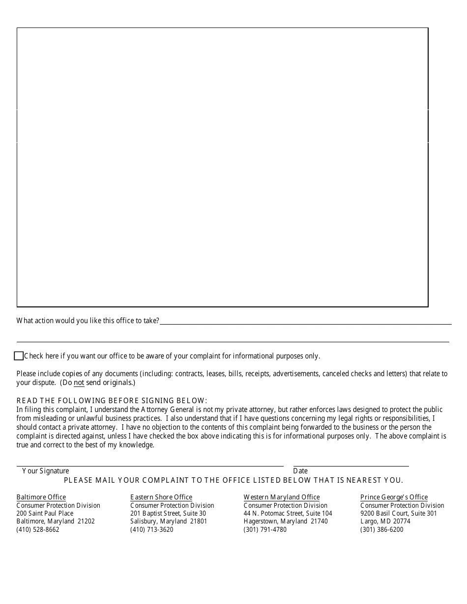 Maryland Auto Repair Complaint Form Fill Out, Sign Online and