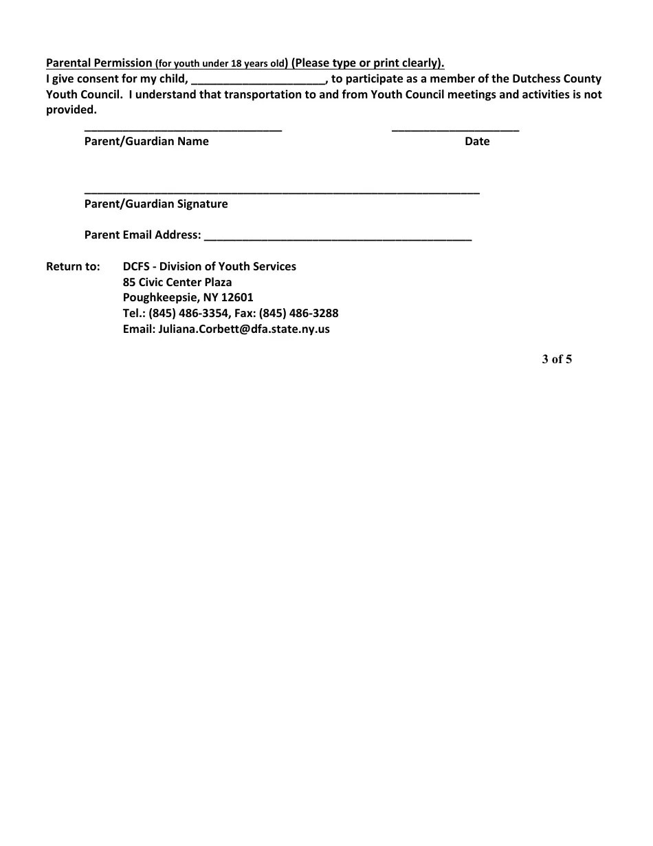2024 County of Dutchess, New York Youth Council Application Fill Out