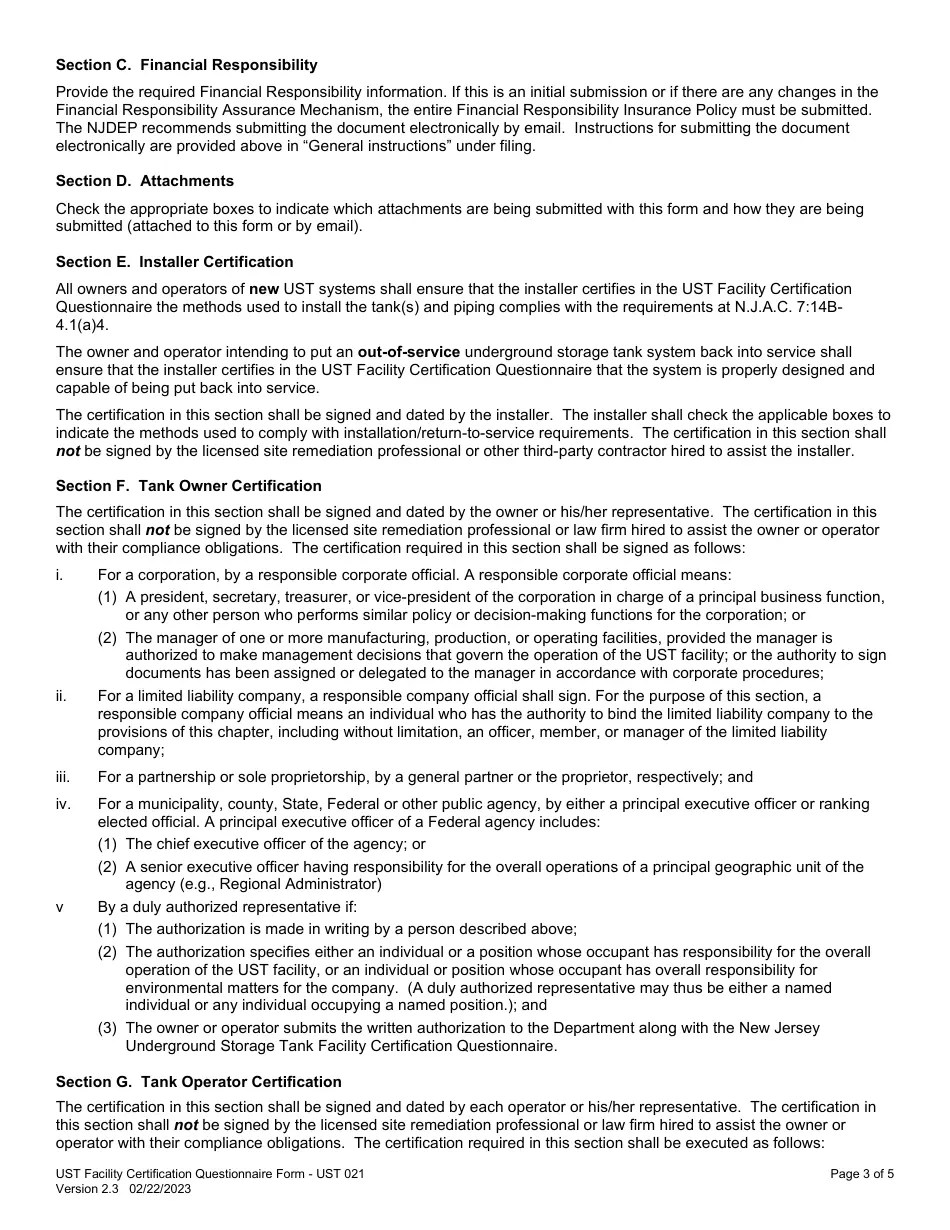 Download Instructions for Form UST021 Underground Storage Tank Facility