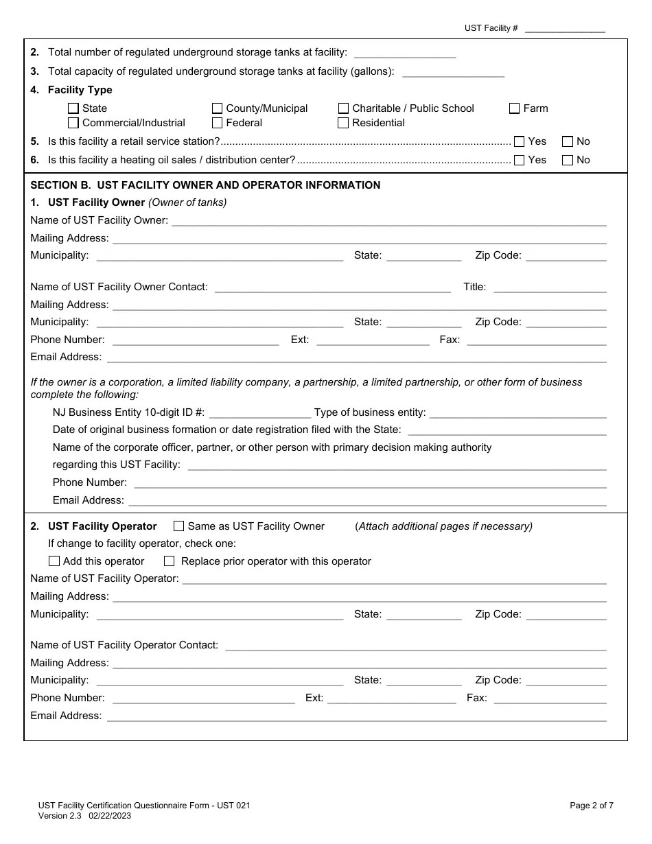 Form UST021 Fill Out, Sign Online and Download Fillable PDF, New