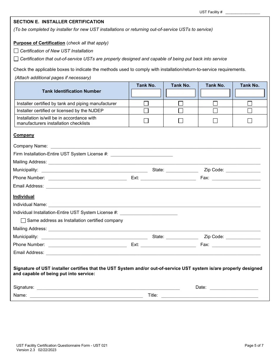 Form UST021 Fill Out, Sign Online and Download Fillable PDF, New