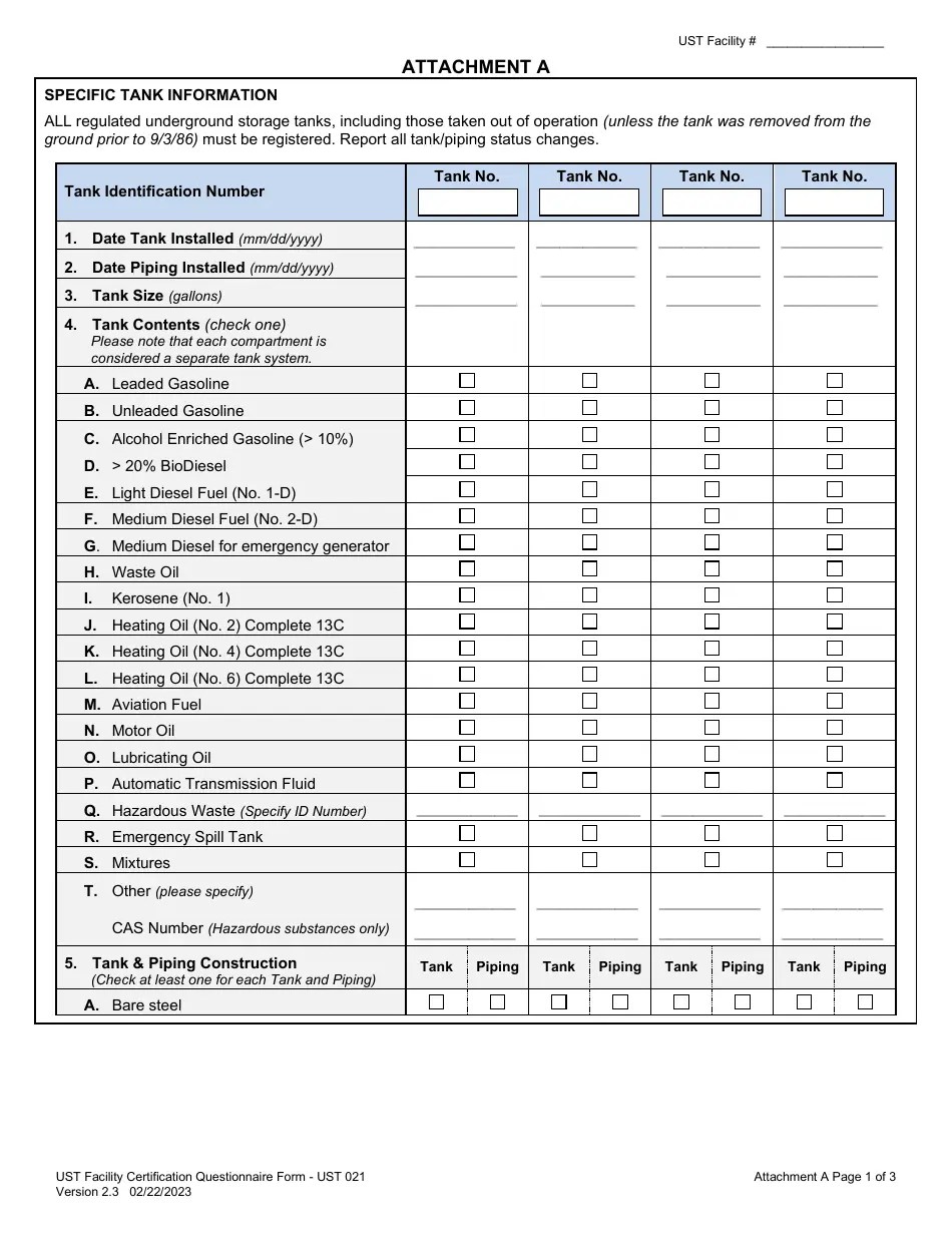 Form UST021 Fill Out, Sign Online and Download Fillable PDF, New