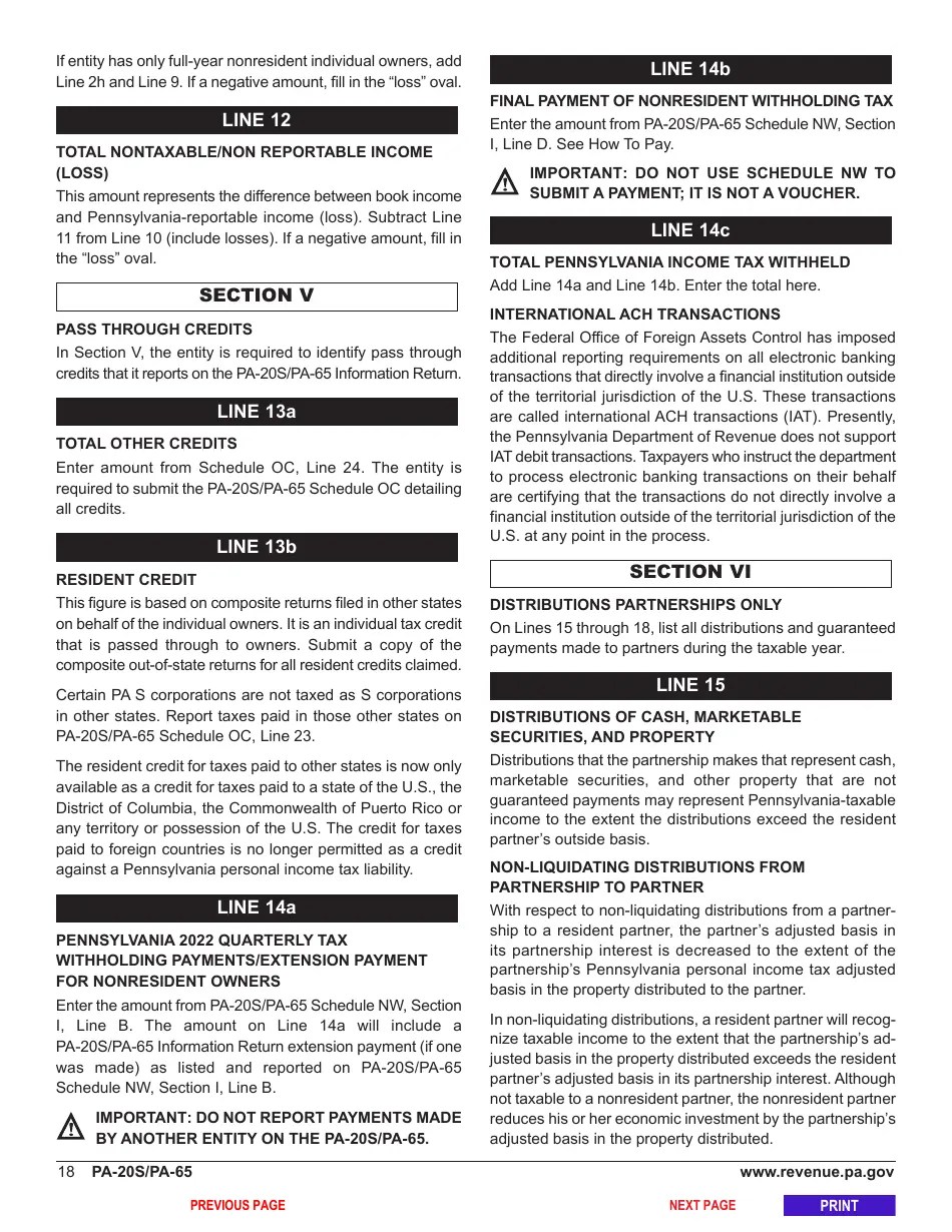 Form PA20S (PA65) Download Fillable PDF or Fill Online Pa S Corporation/Partnership