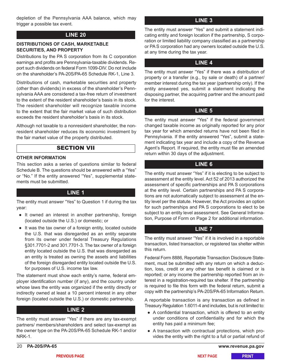Form PA20S (PA65) Download Fillable PDF or Fill Online Pa S Corporation/Partnership