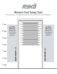 Women's Foot Sizing Chart - Ryka Download Printable PDF | Templateroller