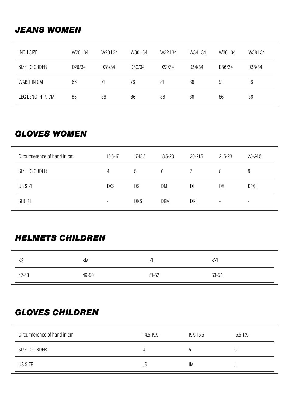 Motorcycle Gear Size Charts Download Printable PDF Templateroller